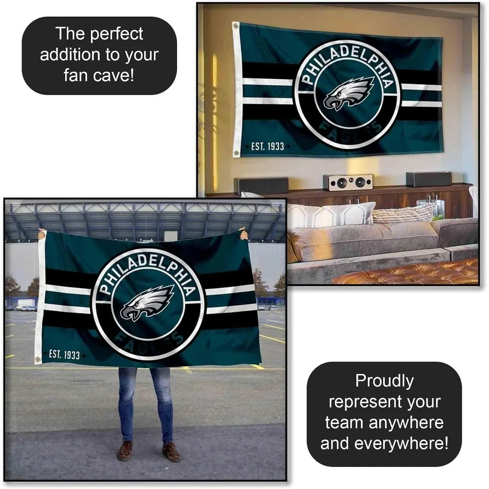 Philadelphia Eagles WinCraft Patch Circle Logo Flag 3x5 Foot Banner NFL NEW